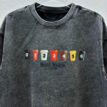メゾン マルジェラ 偽物 Tシャツ ダークグレー ヴィンテージ加工 カラフル数字 Maison Margiela