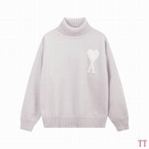 アミ パリス コピー セーター ライトブルー ハートと「A」刺繍 Maison Margiela