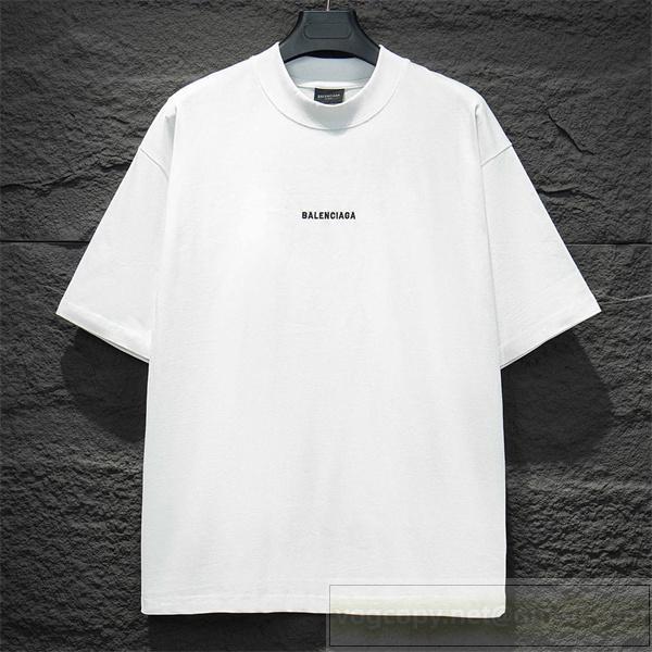 BALENCIAGA スーパーコピー Tシャツ 小ロゴプリント 背面大ロゴ シンプルエレガント バレンシアガ
