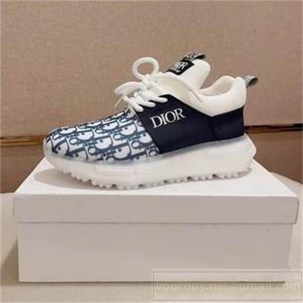 DIOR 偽物 スニーカー ホワイトレザー＆グレー モノグラムロゴ ディオール