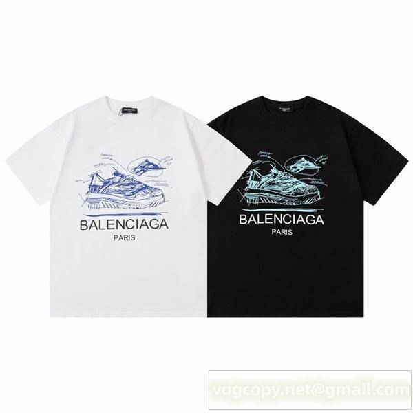 BALENCIAGA スーパーコピー Tシャツ スニーカー デザイン スタイリッシュな 象徴的 イラスト 印象 シンプル バレンシアガ