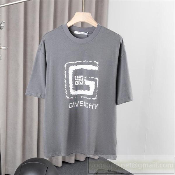 超人気 ジバンシィ コピー ロゴプリント Tシャツ グレー カジュアル 高級感 ラグジュアリー  GIVENCHY 
