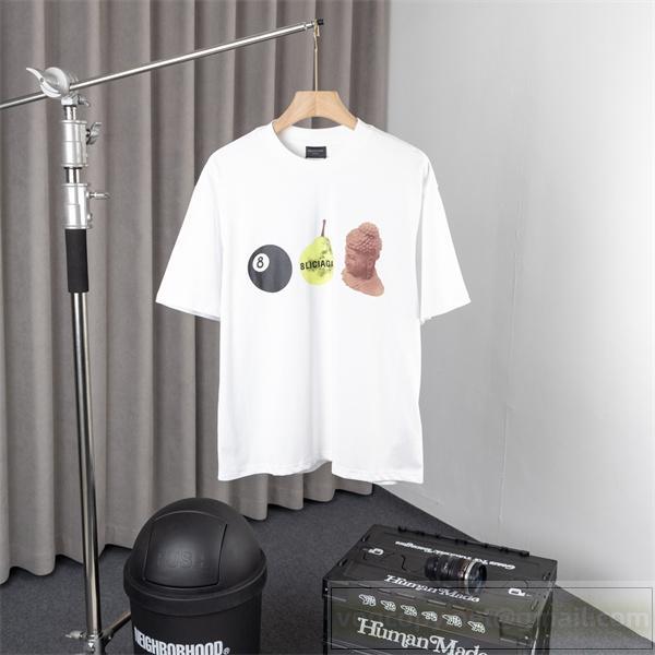 BALENCIAGA コピー Tシャツ 数字 梨 イラスト 黄色い 遊び心 個性 彫刻 ブランド バレンシアガ