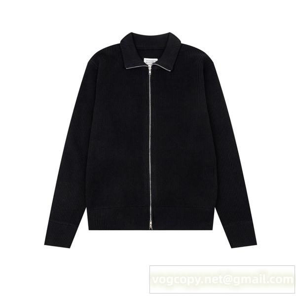 メゾン マルジェラ スーパーコピー ジャケット ブラック リブ編み ジップ仕様 Maison Margiela