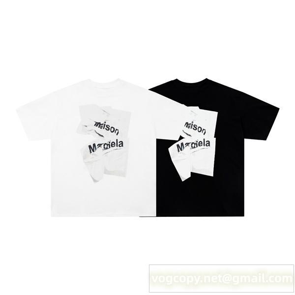 Maison Margiela コピー Tシャツ ブラック グラフィック クシャクシャ ロゴ メゾン マルジェラ