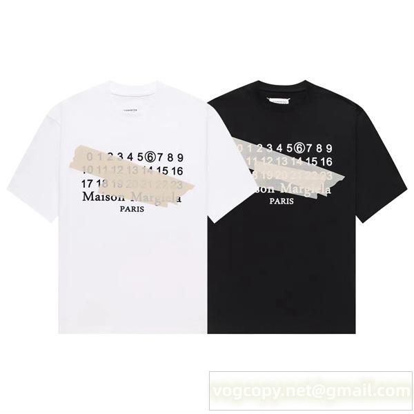 メゾン マルジェラ コピー Tシャツ ブラック グレー 数字 ロゴ テープデザイン Maison Margiela