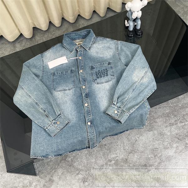 Maison Margiela コピー デニムジャケット ライトブルー 数字 ロゴ メゾン マルジェラ
