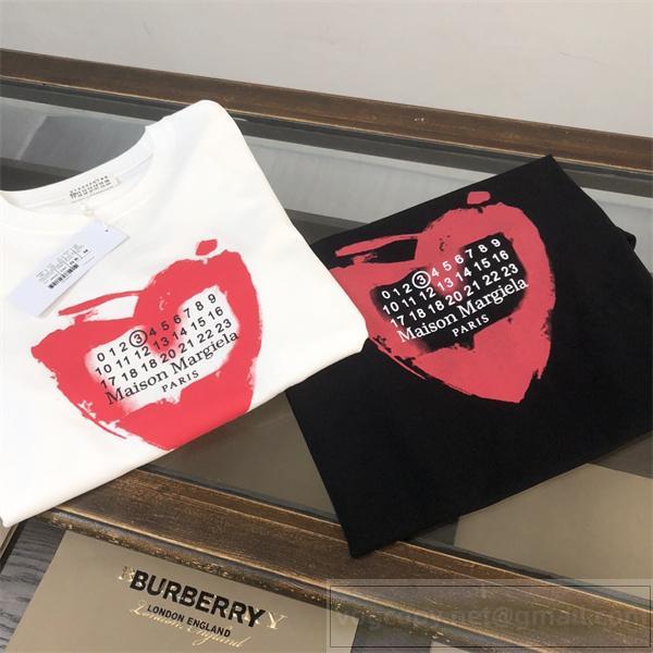 Maison Margiela スーパーコピー Tシャツ ホワイト 赤いハート グラフィック メゾン マルジェラ