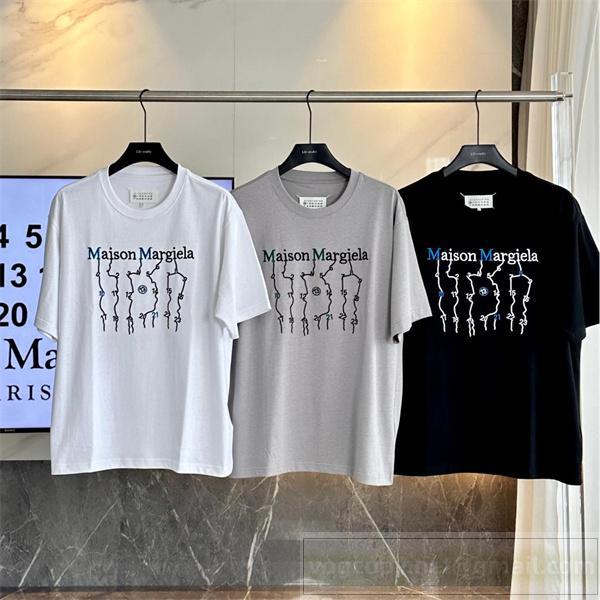 メゾン マルジェラ スーパーコピー Tシャツ ホワイト グレー ブラック 流れるロゴ Maison Margiela