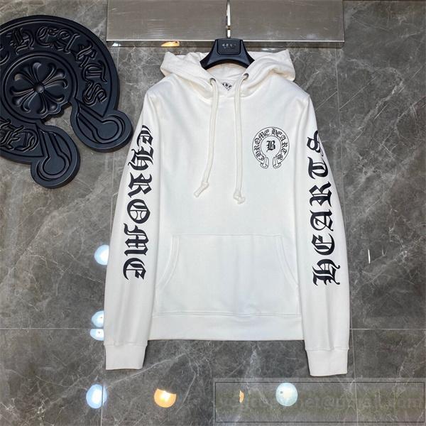 クロムハーツ スーパーコピー パーカー ロゴ シンプル ブラック ホワイト コントラスト CHROME HEARTS