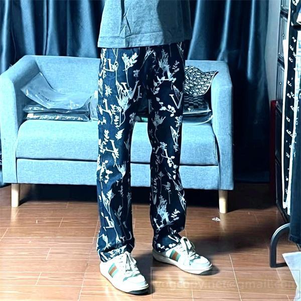大人気 LOUIS VUITTON 偽物 ジーンズ モノグラム 花柄 ダークデニム ルイヴィトン