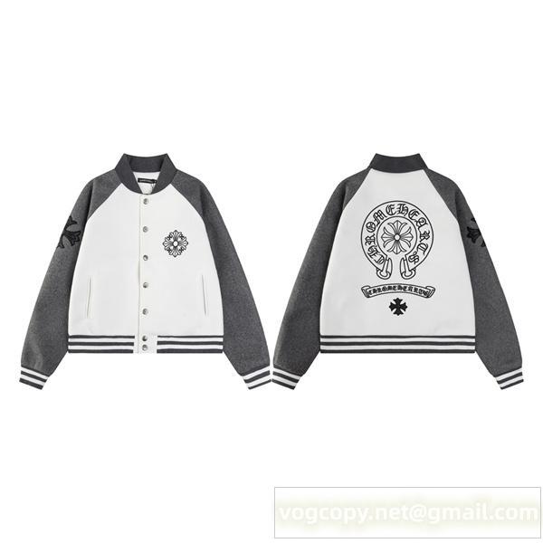 クロムハーツ スーパーコピー ジャケット ホワイト グレー 黒刺繍 フラワー バスケット CHROME HEARTS