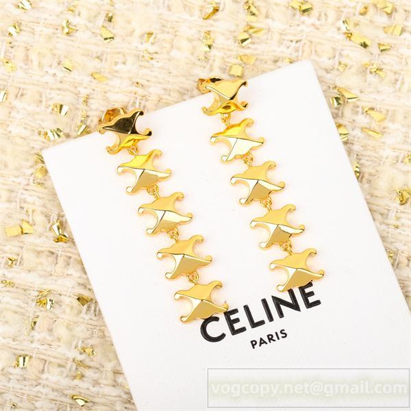 CELINE 偽物 ピアス 高品質 ゴールド メタル チェーン シンプル エレガント セリーヌ