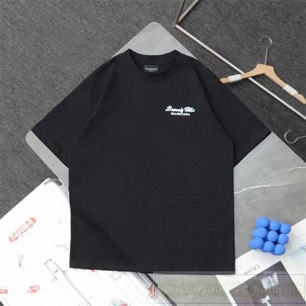 バレンシアガ 偽物 Tシャツ Beverly Hills ロゴ 刺繍 カジュアル BALENCIAGA