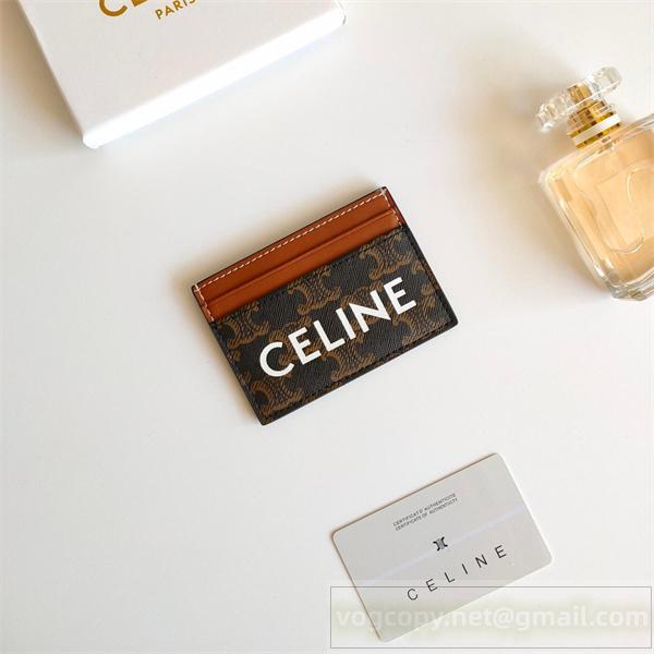 セリーヌ スーパーコピー カードケース モノグラム キャンバス ブラウンレザー ロゴ コンパクト CELINE