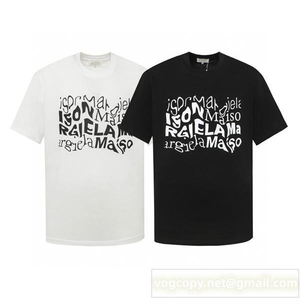 Maison Margiela コピー Tシャツ 紙潰れ デザイン ロゴ ブラック メゾン マルジェラ