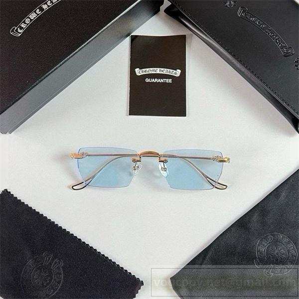 CHROME HEARTS スーパーコピー メガネ スクエア レンズ 青クリア ロゴ シンプル クロムハーツ