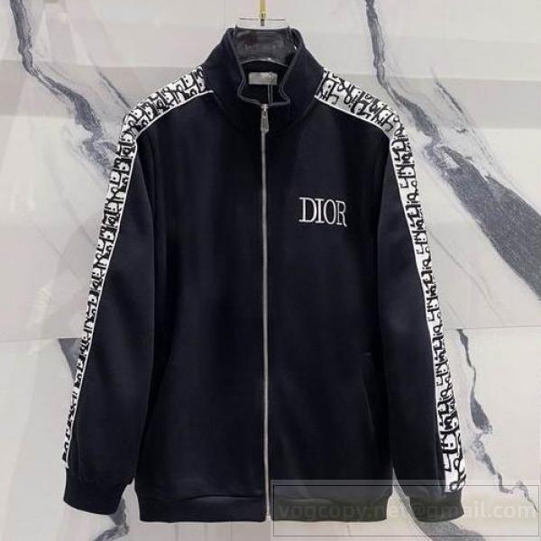 DIOR コピー ジャケット ネイビー ロゴテープ ジッパーポケット スポーティー ディオール