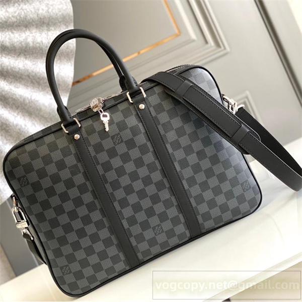 LOUIS VUITTON スーパーコピー ビジネスバッグ ダミエ グラフィット ロゴ ジッパー収納 ルイヴィトン 