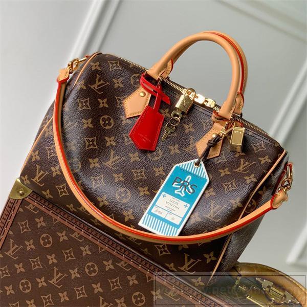 LOUIS VUITTON スーパーコピー ハンドバッグ モノグラム キャンバス レザー レッド内装 ルイヴィトン 