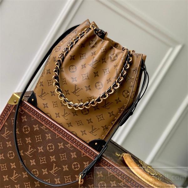 ルイヴィトン スーパーコピー バケットバッグ モノグラム ヌバックレザー チェーン LOUIS VUITTON 