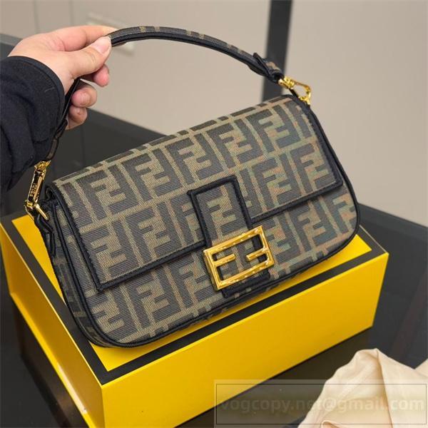 FENDI スーパーコピー ショルダーバッグ キャンバス FFロゴ ゴールドバックル コンパクト フェンデイ