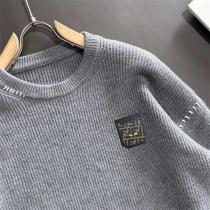 FENDI 偽物 セーター ロゴ刺繍 ブラック＆グレー シンプルデザイン フェンデイ