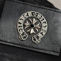 クロムハーツ スーパーコピー ジーンズ ブラックデニム クロス＆スタッズアクセント CHROME HEARTS
