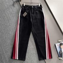 バレンシアガ 偽物 スウェットパンツ デニム＆ストライプ 切替デザイン BALENCIAGA 