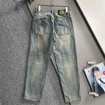 フェンデイ スーパーコピー ジーンズ ウォッシュデニム ダメージ加工＆レザーパッチ FENDI