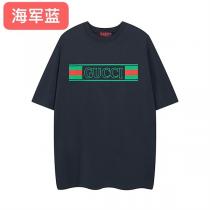 Gucc1 スーパーコピー Tシャツ グリーン＆赤ストライプ ロゴプリント Gucc1