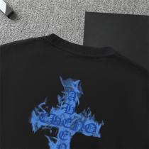 クロムハーツ コピー Tシャツ 青い炎 クロスデザイン「TECHNO HENRY」CHROME HEARTS