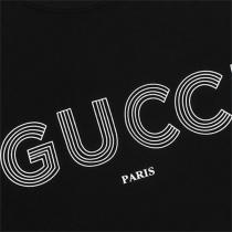 Gucc1 スーパーコピー Tシャツ 黒地ロゴ「PARIS」ライン 都会的デザイン Gucc1