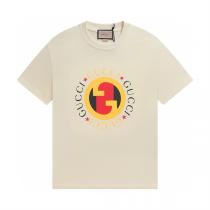 Gucc1 コピー Tシャツ 丸いロゴ 赤黄色配色 モダン＆クラシック Gucc1