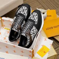 ルイヴィトン スーパーコピー スニーカー ブラックレザー モノグラムキャンバス ロゴディテール LOUIS VUITTON