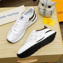 LOUIS VUITTON 偽物 スニーカー ホワイト＆ブラック キャンバス＆レザー ロゴアクセント ルイヴィトン