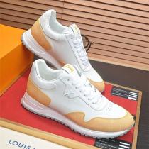 ルイヴィトン スーパーコピー スニーカー ホワイトレザー＆オレンジキャンバス ロゴ入り LOUIS VUITTON