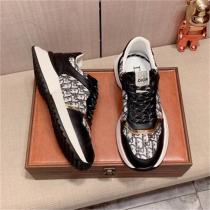 DIOR 偽物 スニーカー ホワイトレザー＆グレーキャンバス ゴールドディテール ディオール