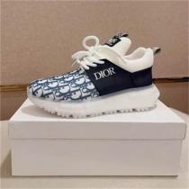 DIOR 偽物 スニーカー ホワイトレザー＆グレー モノグラムロゴ ディオール