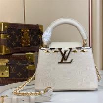 M12751 LOUIS VUITTON スーパーコピー ハンドバッグ ホワイトレザー 金色LVロゴ エレガントデザイン ルイヴィトン