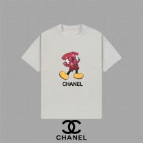 CH コピー Tシャツ ベージュ アイコニックロゴ キャラクターデザイン カジュアルスタイル CH コピー