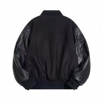 ジバンシィ スーパーコピー ウール＆レザー ジャケット ブラック ロゴプリント モダンデザイン GIVENCHY 