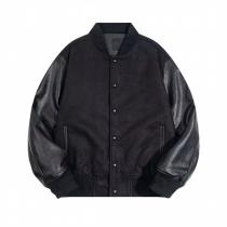 ジバンシィ スーパーコピー ウール＆レザー ジャケット ブラック ロゴプリント モダンデザイン GIVENCHY 