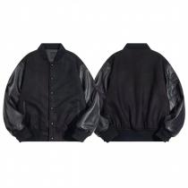 ジバンシィ スーパーコピー ウール＆レザー ジャケット ブラック ロゴプリント モダンデザイン GIVENCHY 
