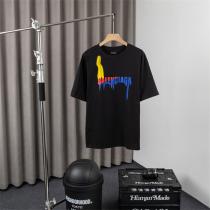 バレンシアガ 偽物 Tシャツ ロゴ インク ドリップデザイン 赤と青 印刷 シンプルな色使い BALENCIAGA