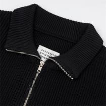 メゾン マルジェラ スーパーコピー ジャケット ブラック リブ編み ジップ仕様 Maison Margiela