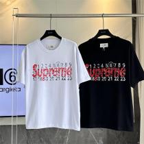 Supremeｘメゾン マルジェラ スーパーコピー Tシャツ ホワイト ブラック コラボ ロゴ 数字 Maison Margiela