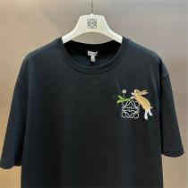 限定作 LOEWE スーパーコピー Tシャツ ウサギ刺繍 グレー ブラック カジュアル ロエベ