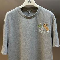 限定作 LOEWE スーパーコピー Tシャツ ウサギ刺繍 グレー ブラック カジュアル ロエベ