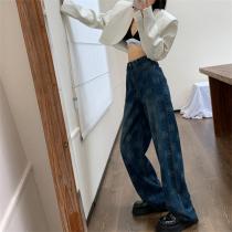 ロエベ スーパーコピー ジーンズ ロゴプリント デニム ブルー ストレート LOEWE